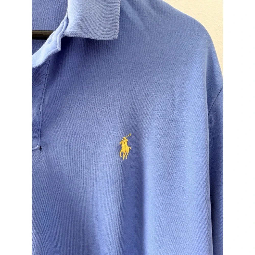 Polo Ralph Lauren Men's Periwinkle Blue Short Sleeve Polo Shirt Size M Yellow